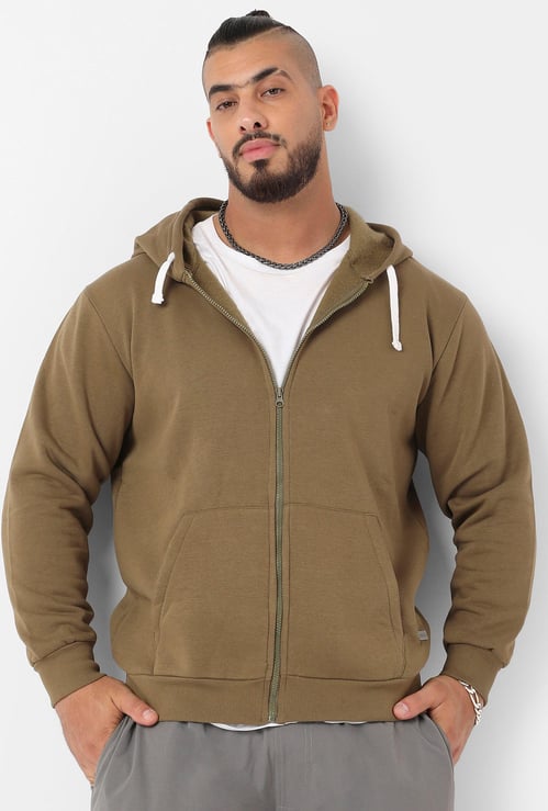 INSTAFAB PLUS Men Solid Hooded Sweatshirt