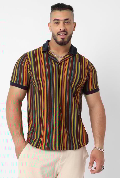 INSTAFAB PLUS Men Striped Polo T-shirt