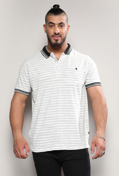 INSTAFAB PLUS Men Striped Polo T-shirt