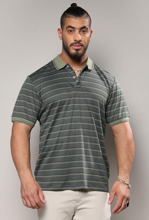 INSTAFAB PLUS Men Striped Polo T-shirt