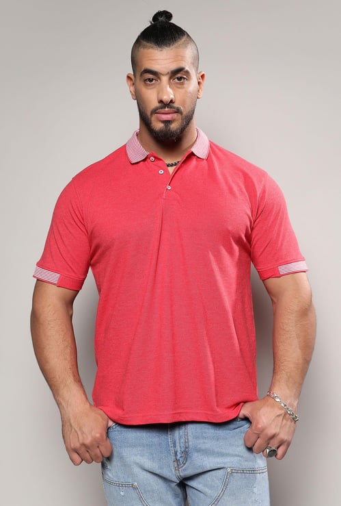 INSTAFAB PLUS Men Striped Trim Polo T-shirt