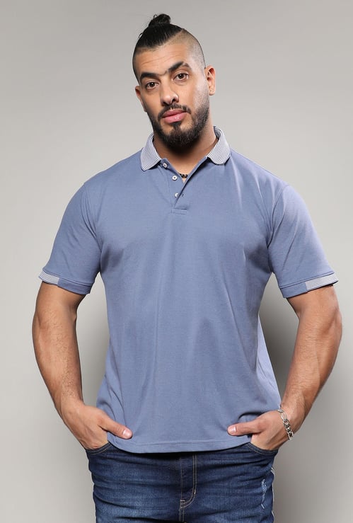 INSTAFAB PLUS Men Striped Trim Polo T-shirt
