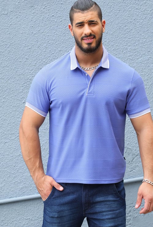 INSTAFAB PLUS Men Striped Regular Fit Polo T-shirt