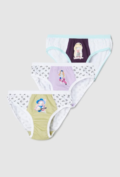 Girls Printed Hipster Panties - Pack of 3