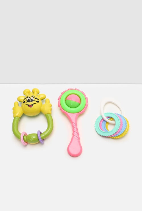 Kids Colourblock Teether and Rattle - Set of 3