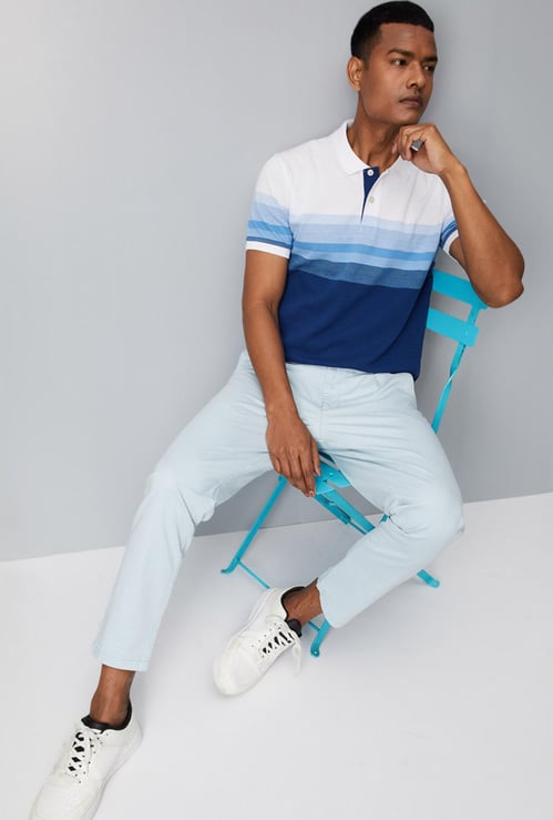 Men Striped Slim Fit Polo T-shirt