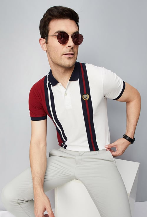 Men Striped Slim Fit Polo