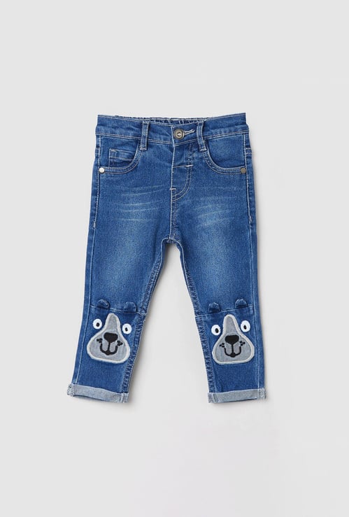 Boys Solid Applique Jeans