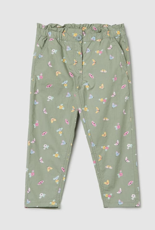 Girls Printed Paperbag Waist Trousers