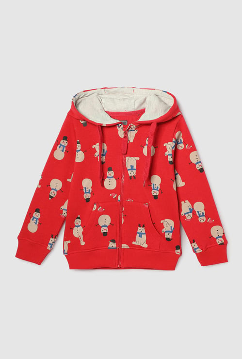 Boys Printed Hooded Zip-Through Sweatshirt