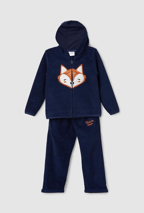 Girls Appliqued Hooded Sleepwear Set