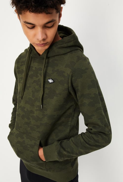 Boys Camouflage Printed Hooded Sweatshirt