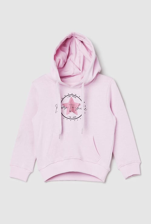 Girls Printed Hooded Sweatshirt