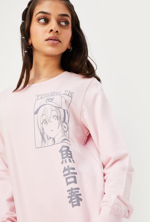 Girls Graphic Printed Sweatshirt