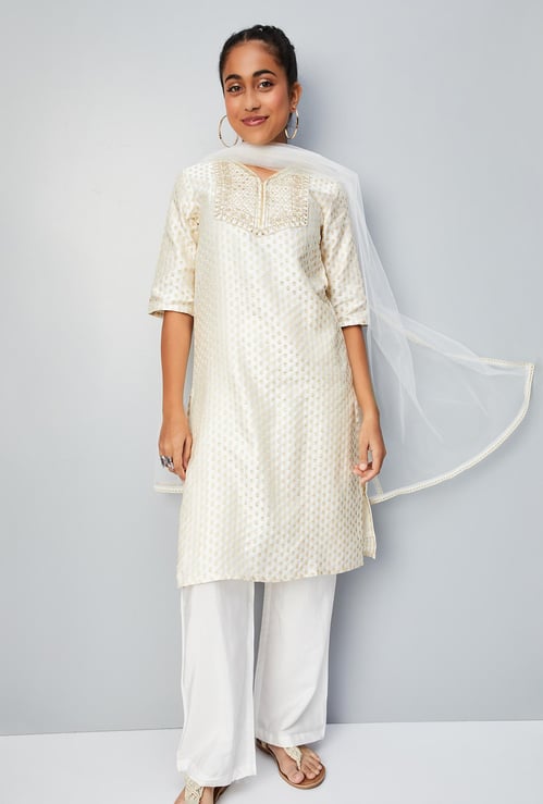 Girls Embellished Kurta Set with Dupatta