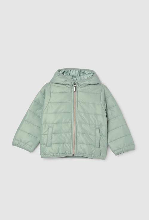 Girls Solid Puffer Jacket