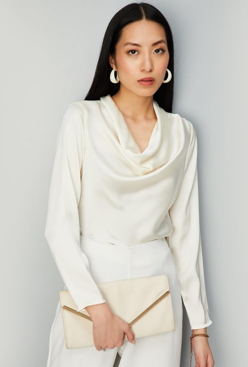 Women Solid Cowl Neck Blouse