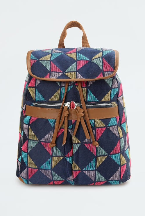 Girls Geometric Printed Backpack