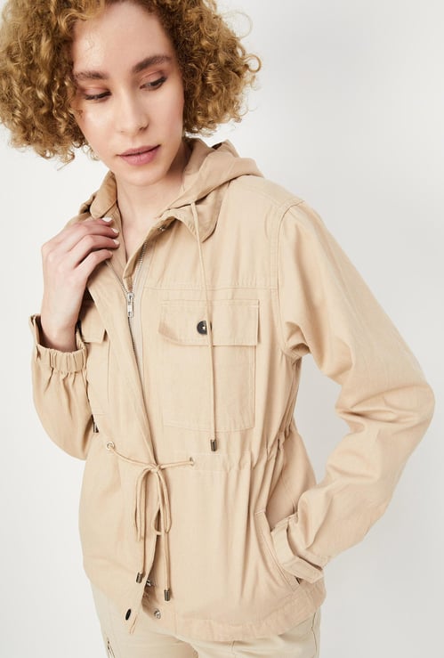 Women Solid Hooded Jacket