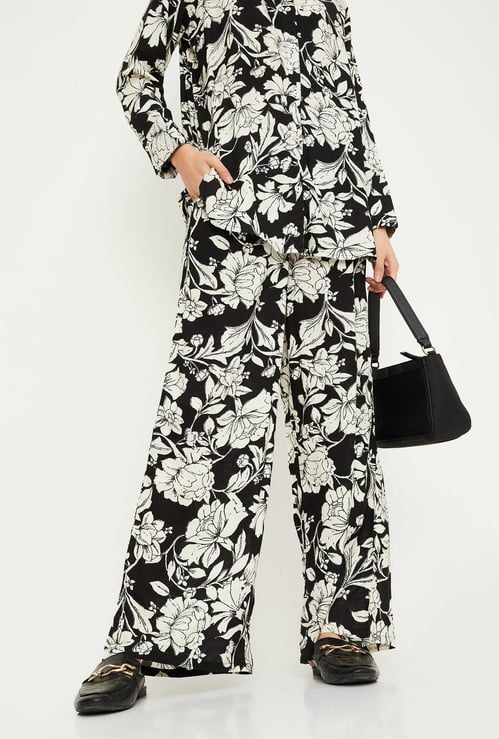 Women Floral Printed Wide Leg Pants