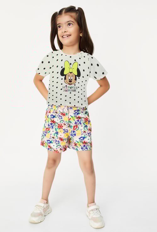 Girls Minnie Mouse Printed T-shirt