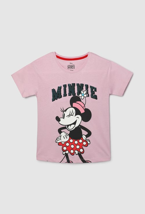 Girls Minnie Mouse Printed T-shirt