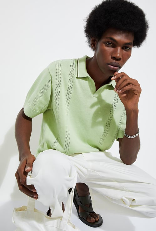 URB_N Men Slim Fit Flat Knit Polo T-shirt