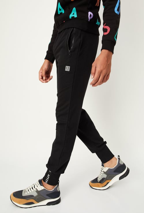 Boys Solid Joggers with Zip Pockets