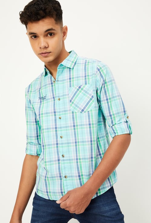 Boys Plaid Checked Shirt with Pocket