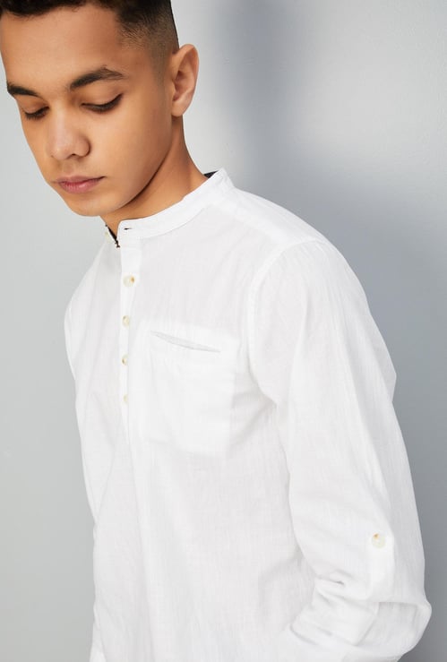 Boys Solid Insert Pocket Shirt