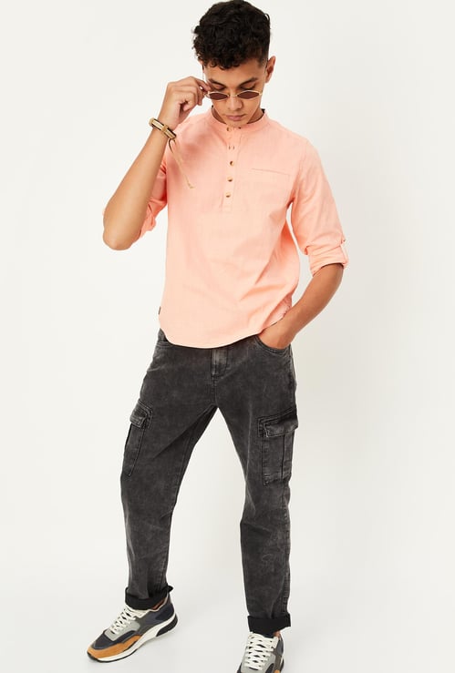 Boys Solid Insert Pocket Shirt