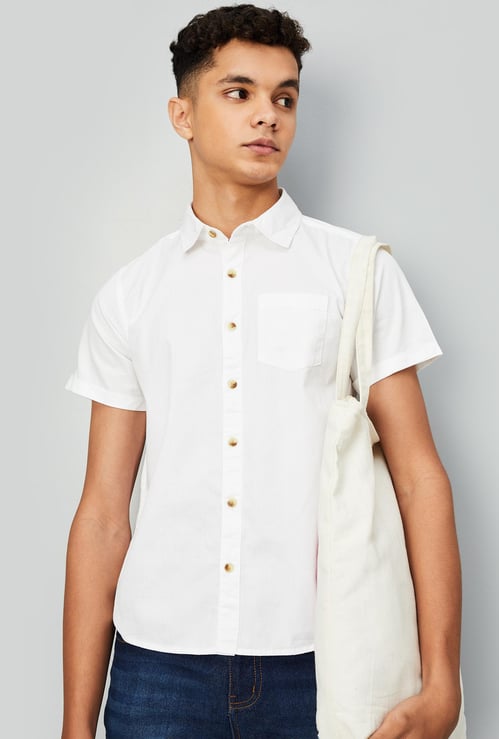 Boys Solid Poplin Shirt