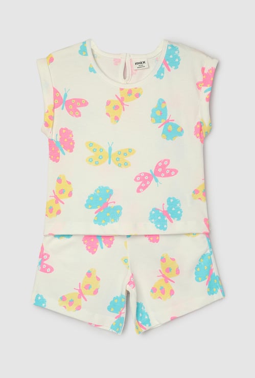 Girls Printed Sleepwear Shorts Set