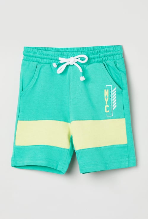 Boys Colourblock Drawstring Waist Shorts