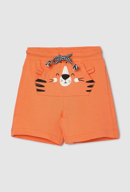 Boys Printed Kangaroo Pocket Shorts