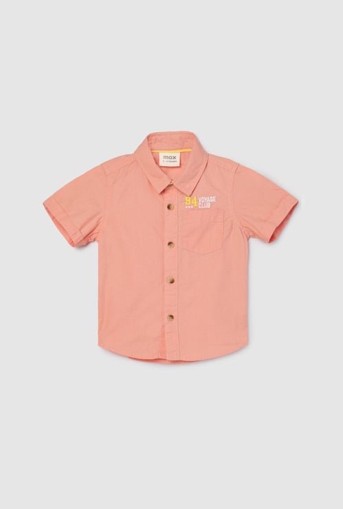 Boys Solid Poplin Shirt with Pocket