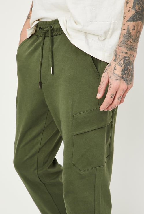 Men Solid Cargo Track Pants