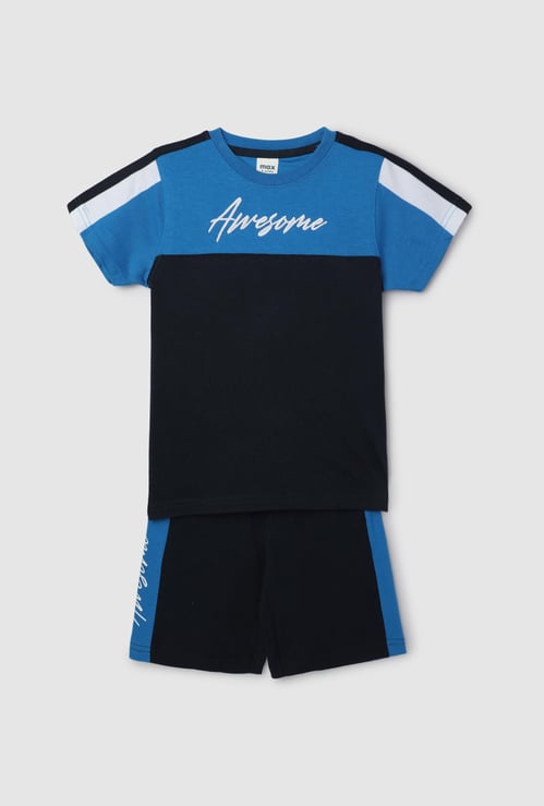 Boys Colourblock Sleepwear Shorts Set