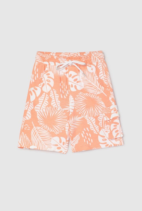 Boys Printed Drawstring Waist Shorts