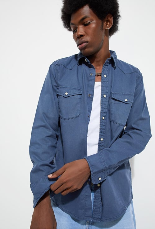 URB_N Men Regular Fit Flap Pocket Shirt