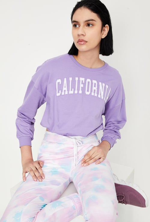 Women Printed Cropped Sweatshirt