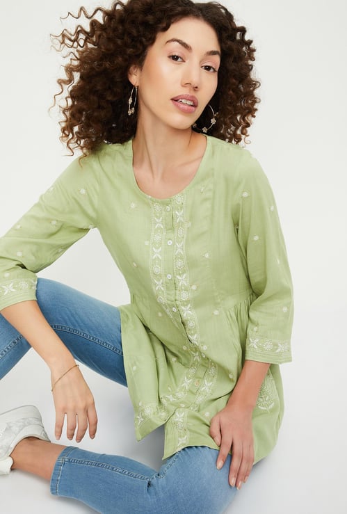 Women Embroidered A-line Tunic