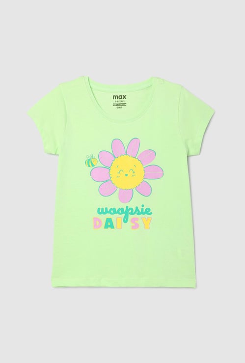 Girls Printed Round Neck T-shirt