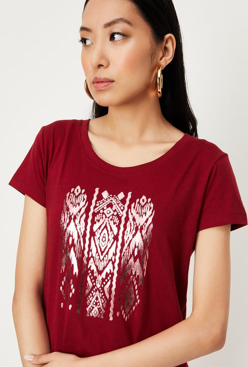 Women Foil Graphic Print T-shirt