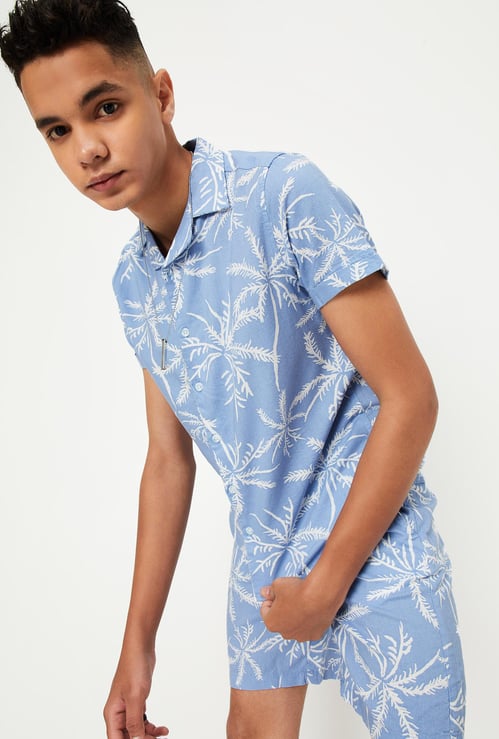 Boys Printed Resort Collar Shirt