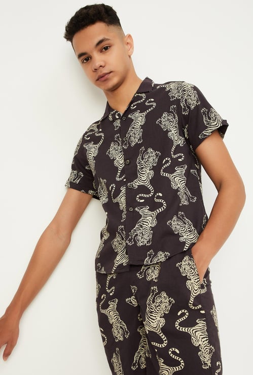 Boys Printed Resort Collar Shirt