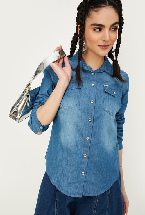 Women Washed Denim Shirt