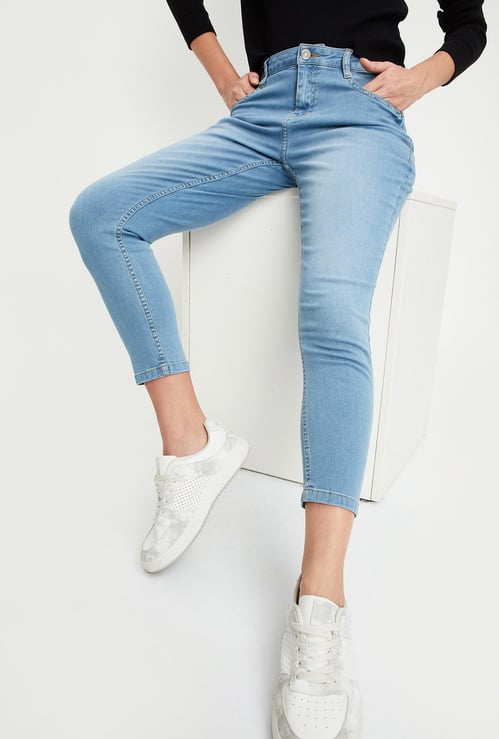 Women Washed Ankle Grazer Jeans