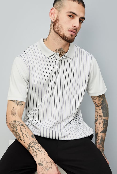 Men Striped Polo T-shirt