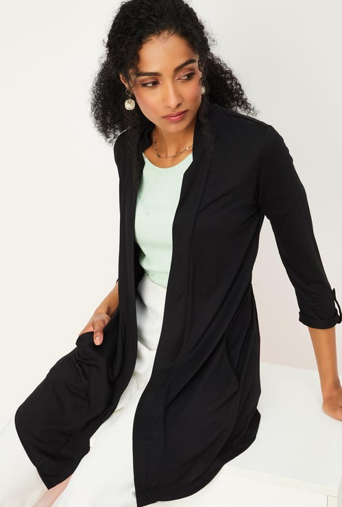 Women Solid Open-Front Shrug